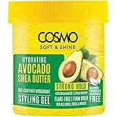 Cosmo Hair Care Soft & Shine Hydrating Avocado & Shea Butter Strong Hold Styling Gel 450G - 15.8 fl.oz, Flake Free, Non Greasy, Firm Hold, Paraben Free, Silicons Free, For Men & Women