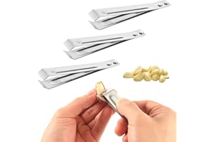 NQEUEPN 3pcs Garlic Peeler, Stainless Steel Garlic Tweezers Garlic Skin Remover Tool Fish Bone Tweezers Garlic Peeler Clips f