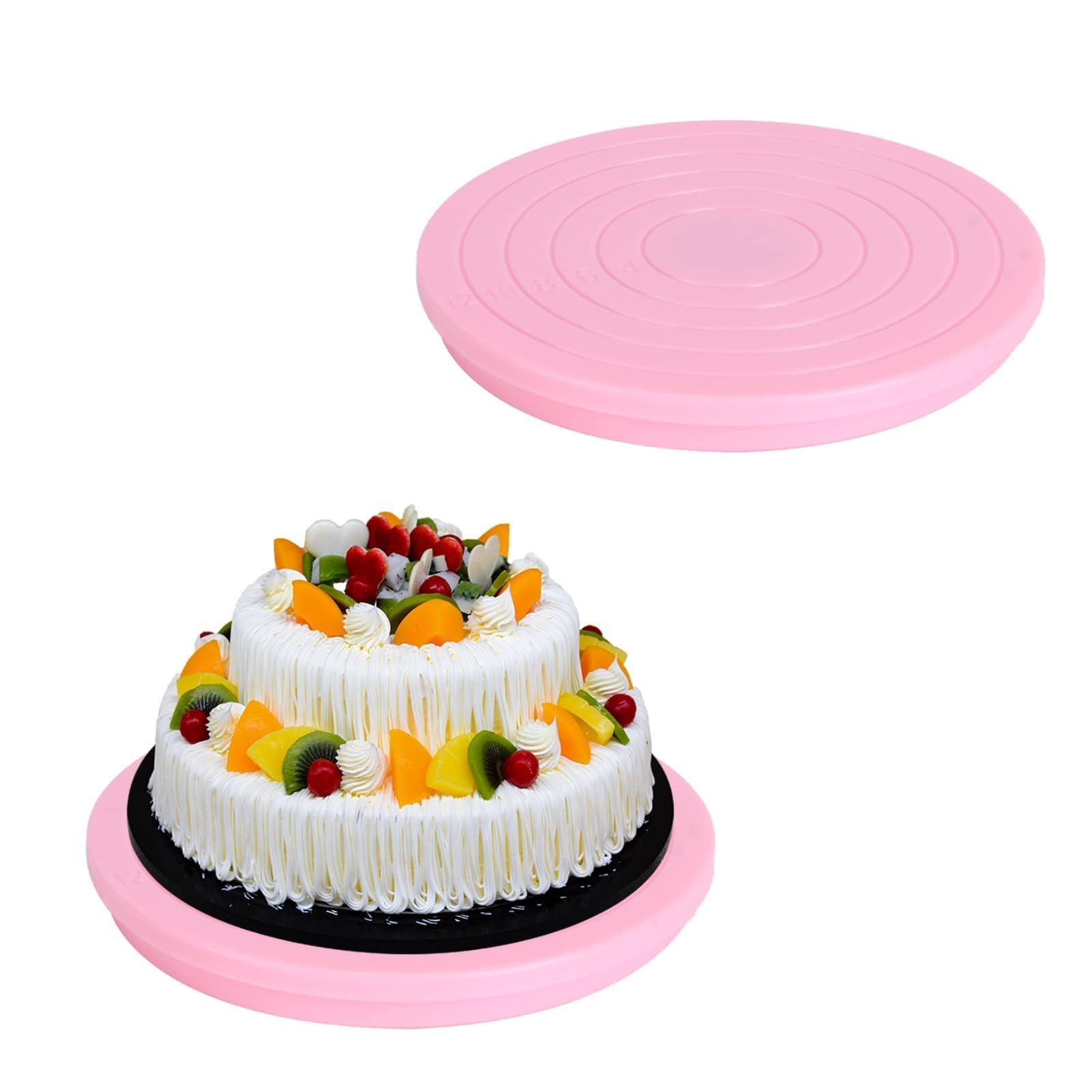 HERCHR 2Pcs Rotating Cake Turntable, Mini Cake Decorating Stand Revolving Cake Stand 360 Degree Revolving Cake Base for Cookies Cupcake