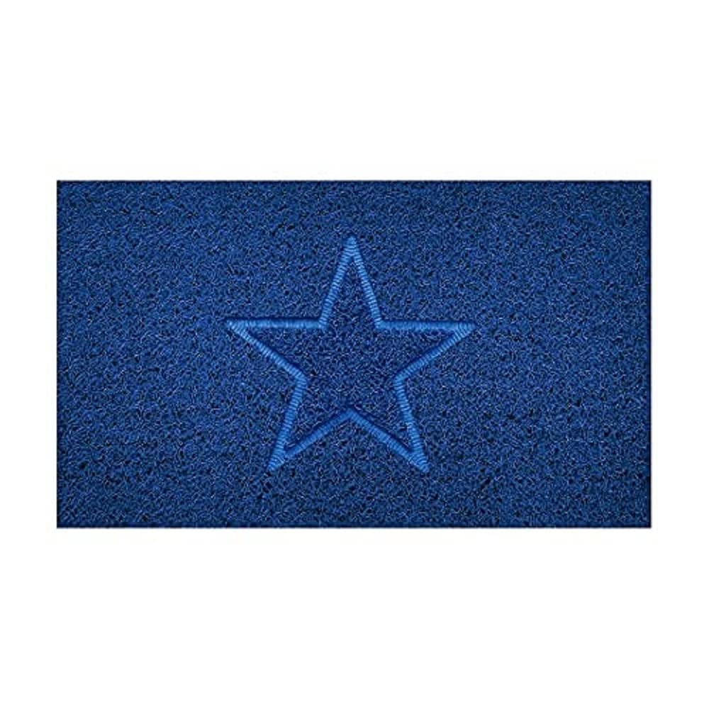 Nicoman Embossed Spaghetti Door Mat Dirt-Trapper Jet-Washable Doormat 70x43cm (Blue, STAR Shape) - Use Indoor or Sheltered Outdoor
