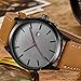 FIZILI 8214 Date Waterproof Leather Strape Analog Quartz Watch for Men-Grey