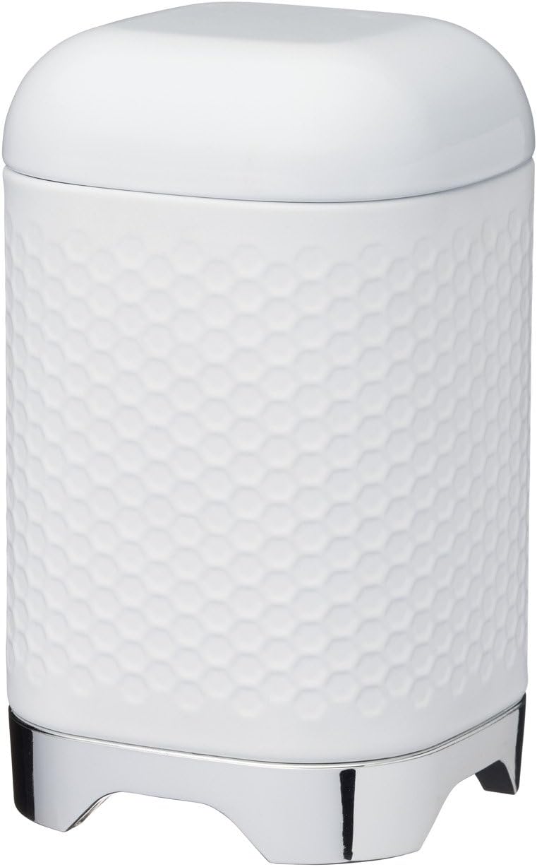 KitchenCraft Lovello Textured Food Storage Container with Geometric Hexagon Pattern, 11 x 11 x 19 cm (4.5" x 4.5" x 7.5") - Ice White