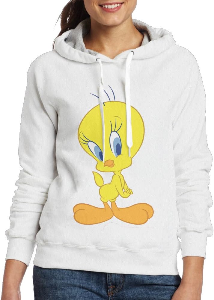 UFBDJF20 Tweety Bird Long Sleeve Hoodie For Women White
