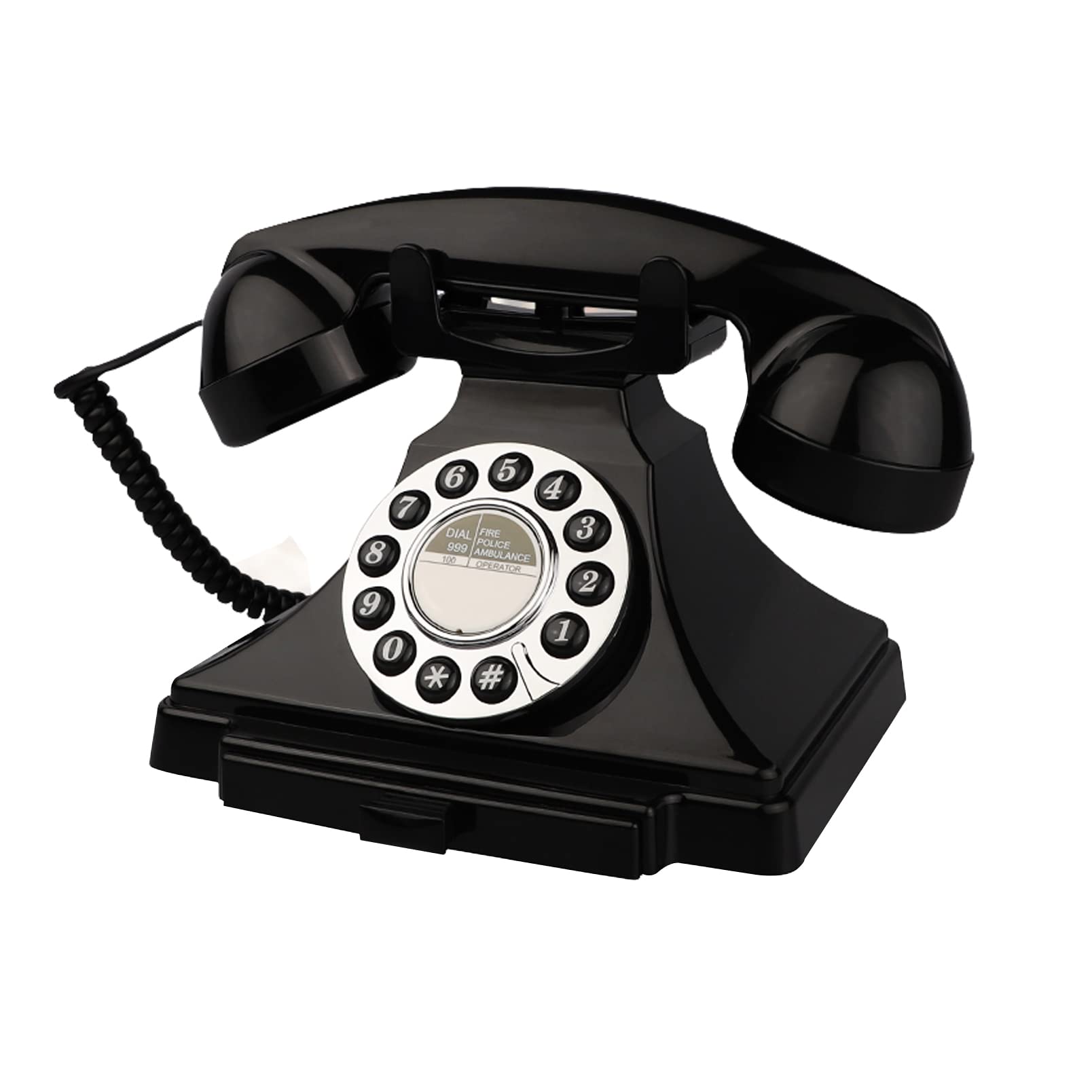 Corded Vintage Telephone, Retro Landline Phones for Home, Single Line Old Fashioned House Working Telephone with Loud Ringer for Seniors, Classic Antique Desk Phone for Office/Hotel/School (Black)