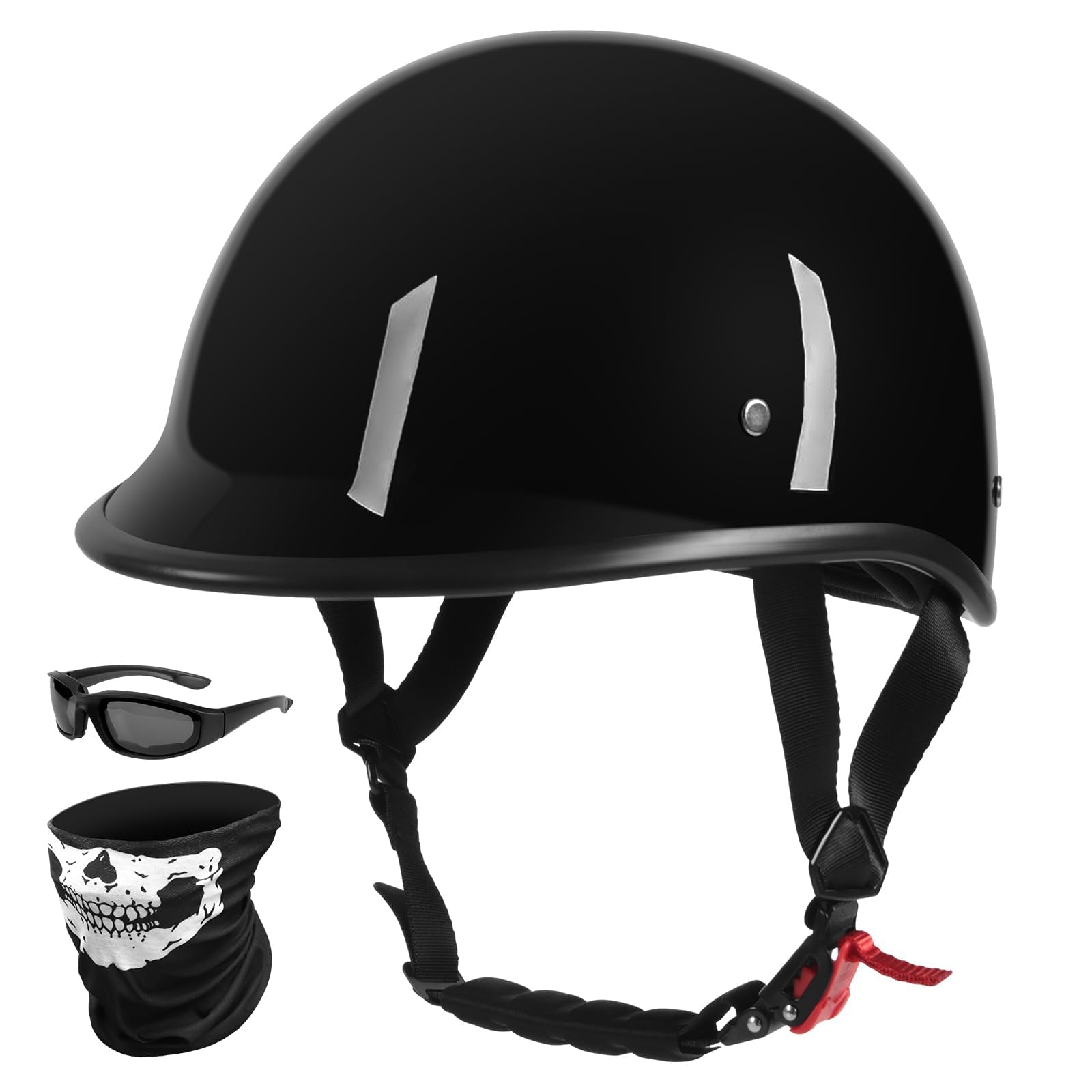 Photo 1 of CUTEY Motorcycle Half Face Helmet, Lightweight Vintage Half Helmet, DOT Certified, Unisex, Glossy Black, M