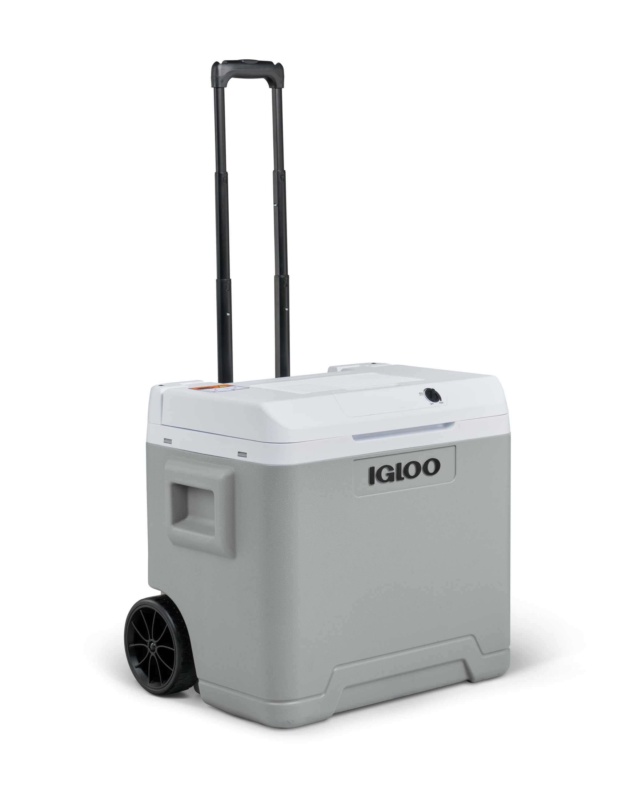 IGLOO IE42 elektrische Kühlbox, 12V und 230V, 42L - kompakter Mini-Kühlschrank für Auto, Camping, Urlaub, Boot, Festivals - mit Rollen und Teleskopgriff, praktischem Kabelfach und Eco/Max Modus 5
