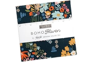 Boho Haven Charm Pack by Stephanie Sliwinski of Fancy That Design House, 42 5-inch Precut Fabric Quilt Squares