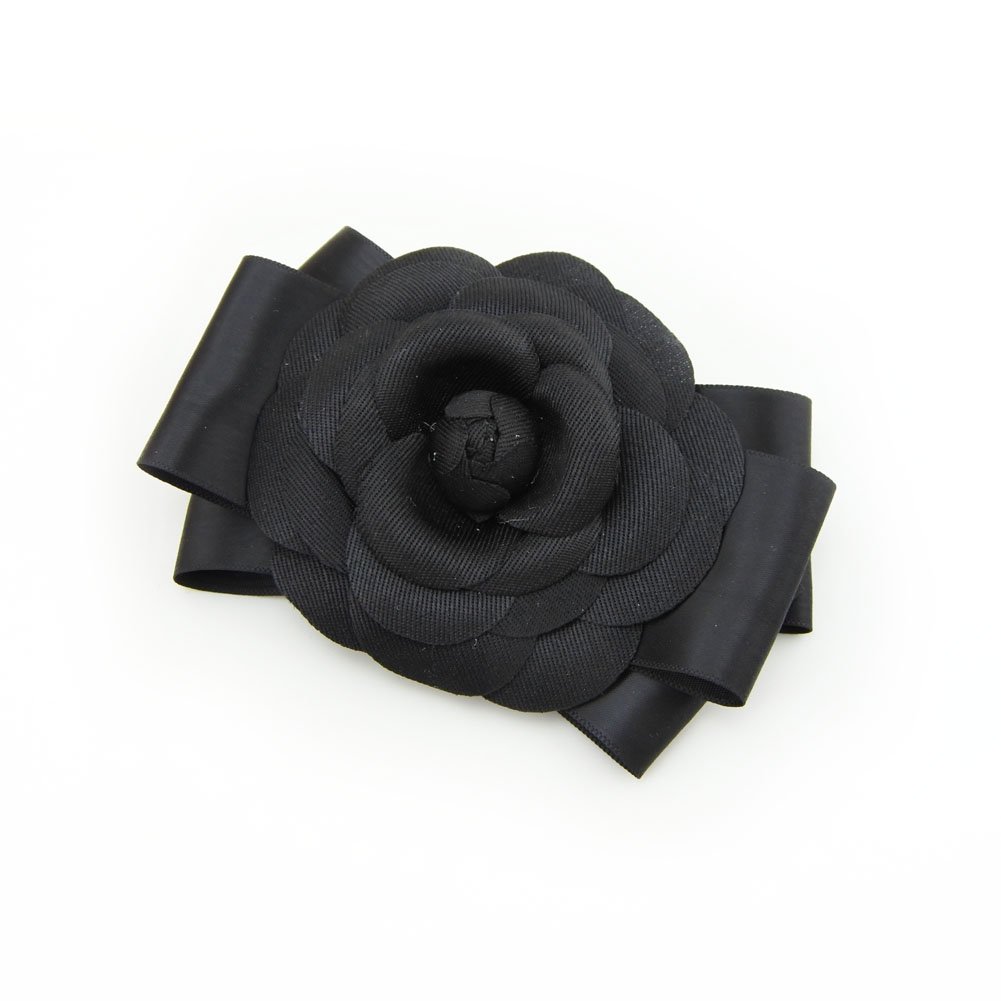 Meilliwish Big Flower Beautiful Wedding Hair Pin Hair Clip for Women Girls (A101)(Black)