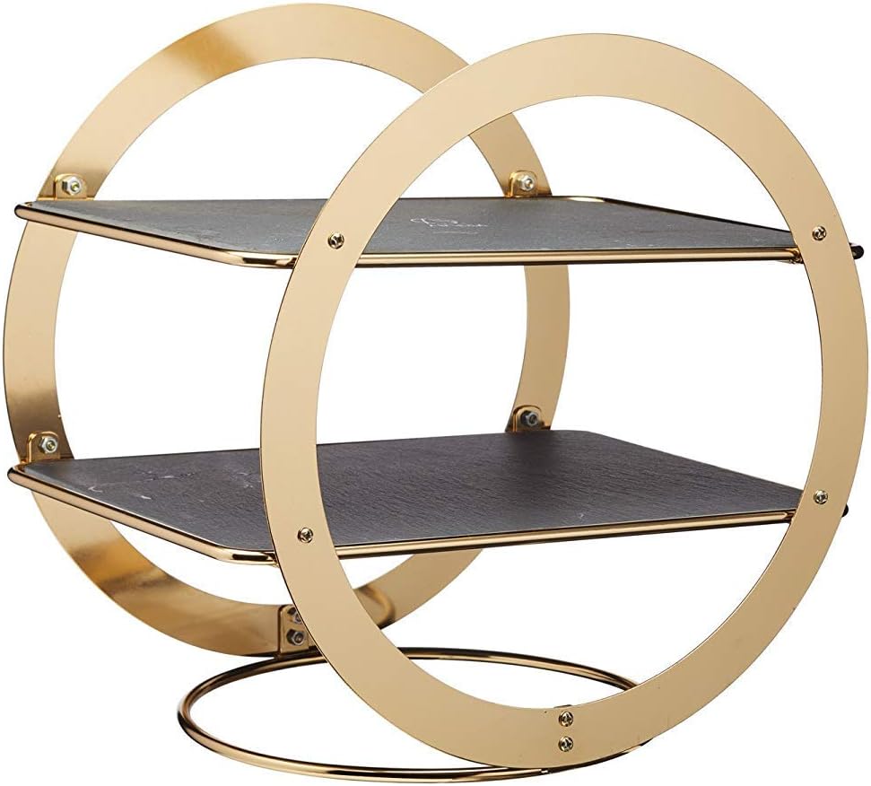 Artesà Wheel Frame Food Display Stand, Brass Finish, 31.5x22.5x30cm, Gift Boxed, Black, Gold, 31.5 cm - Image 3