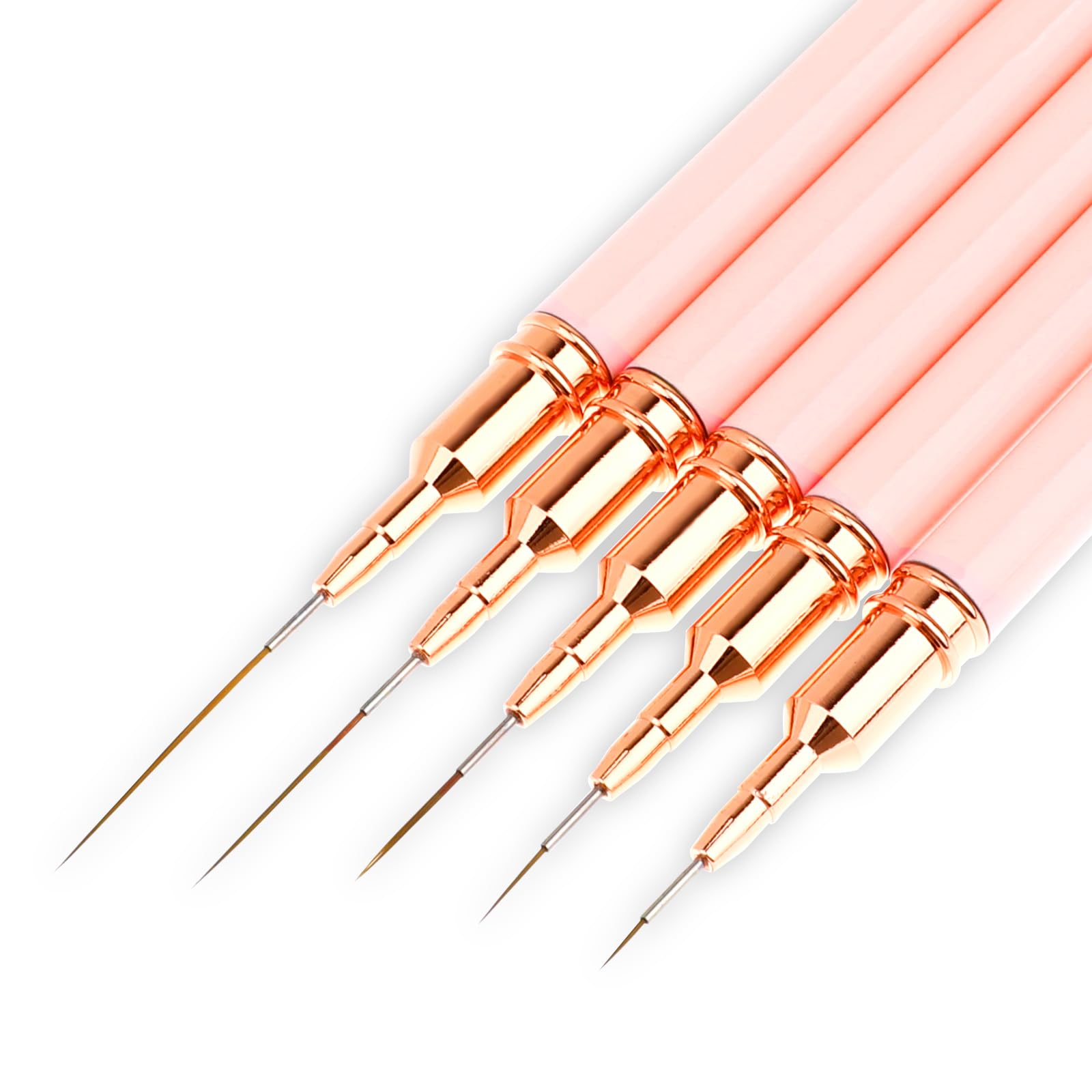 WLLHYF Nail Art Liner Brushes, 5Pcs Gel Polish Painting Nail Dotting Drawing Long Lines Tool Art Design Pen Set Metal Handle Nail Art Design Brushes for Women