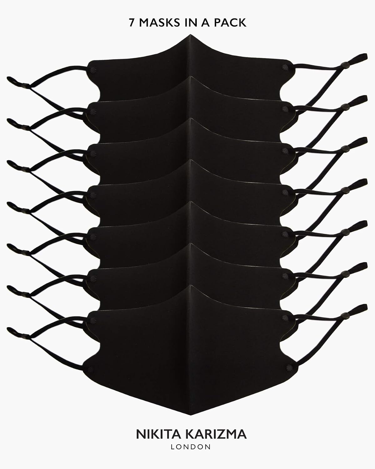KARIZMA Face Wardrobe in Black Fabric Face Masks 6 Pieces Black Everyday Monday to Sunday, 7 count (Pack of 1) - Image 5