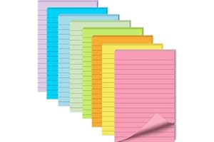 Cayxenful 8 Pack Lined Sticky Notes, 4X6 Large Sticky Note Super Sticking Memo Note Pads Self Adhesive, Lined Paper Notes for