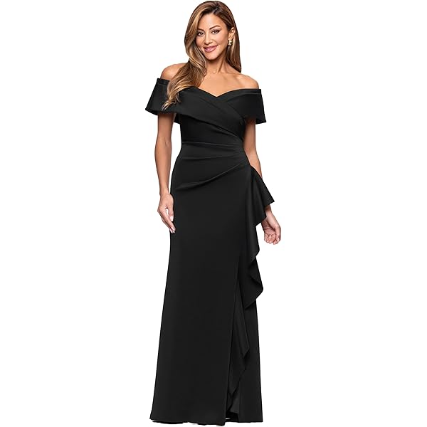 xscape asymmetrical one-shoulder dress Xscape Petite One-Shoulder Applique Ball Gown - Navy main image 0