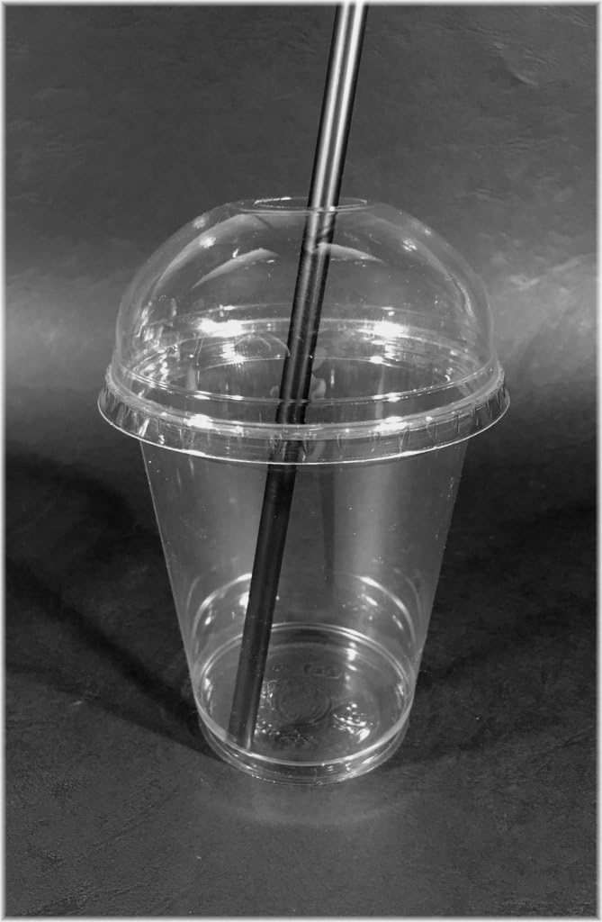 EVENTpac 50 x 300 ml Smoothie Cup Dessert Cup + Dome Lid with Opening Smoothie Cup