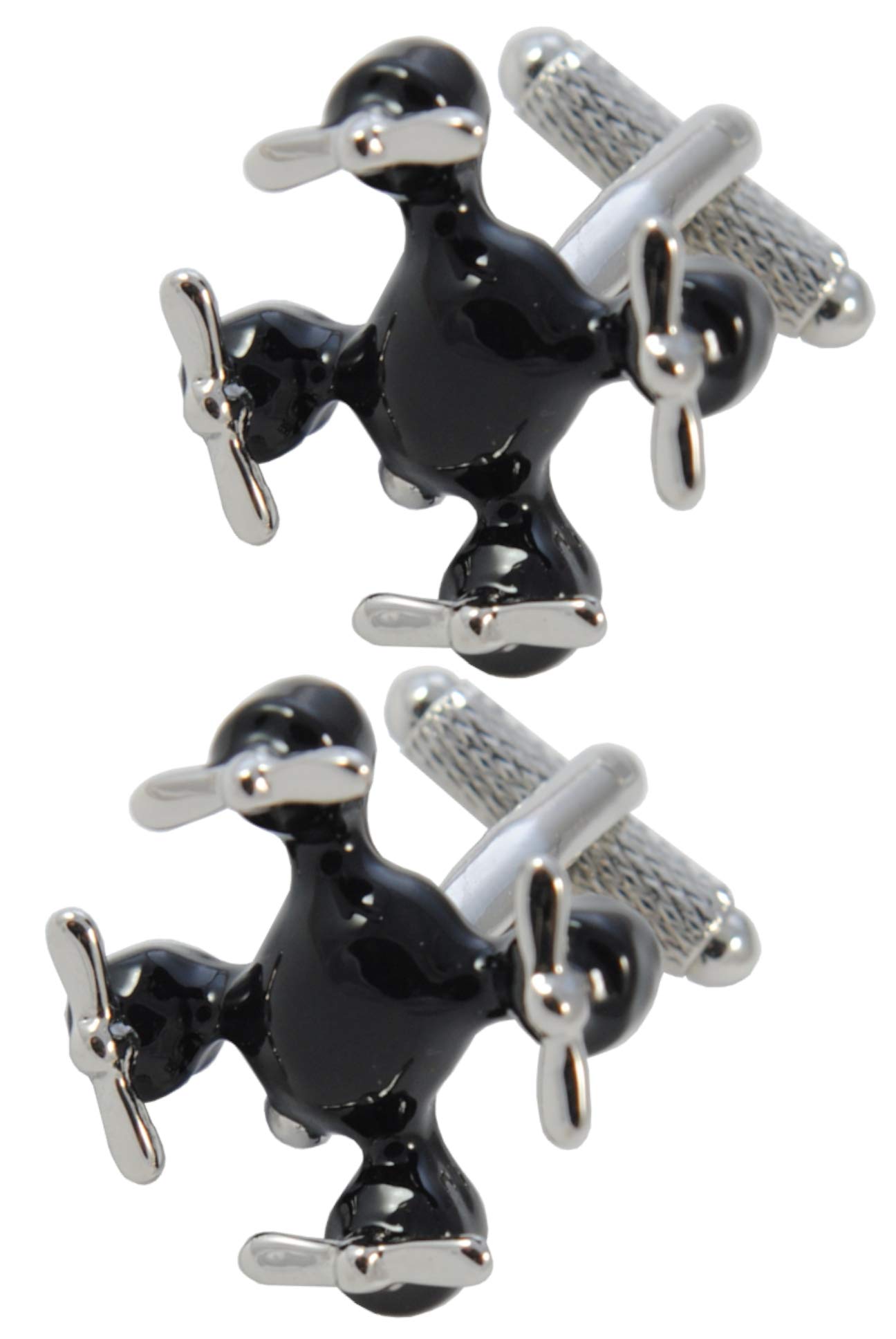 Cufflinks for Men + Presentation Box - Fun Black and Silver Colours - Drone With Four Rotors - Brass Metal - Flying Floating Unmanned Aircraft Spacecraft - One Pair