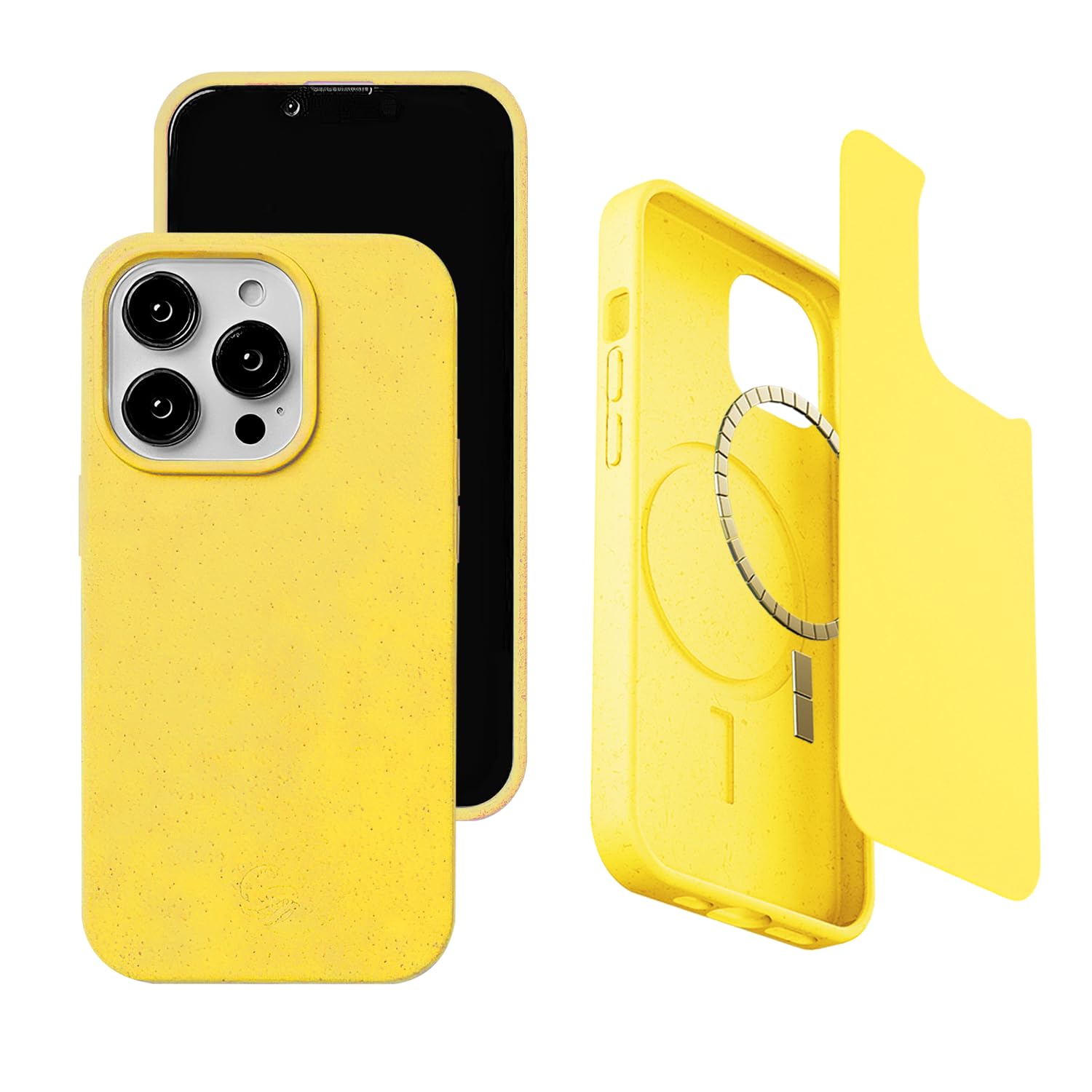 Wave Case Compatible with iPhone 15 Pro MagSafe Phone Case - Eco-Friendly Wheat Straw Phone Case with Shock-Absorbing Corners | 2mm Raised Lip | Ultra-Thin Design, 360° Protection | Yellow