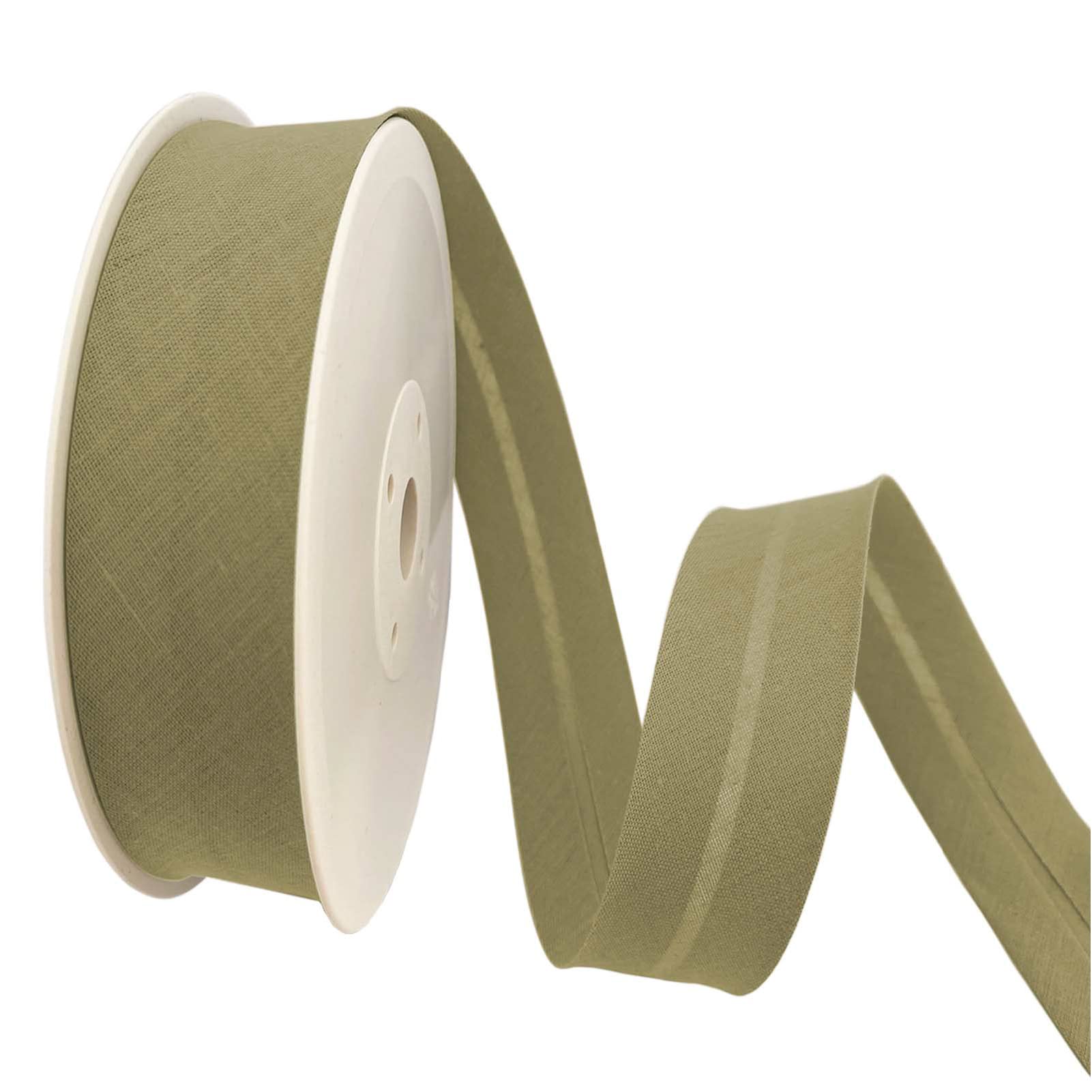 TEXTEX = 20mm Wide Bias Binding Tape. 50% Cotton and 50% Polyester. 10m Piece - (Olive)