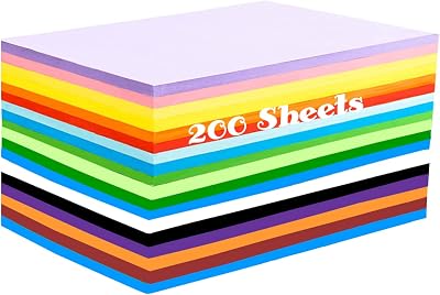 TYOREW 200 Sheets Coloured Paper A4 70gsm 20 Colors Double Sided Origami