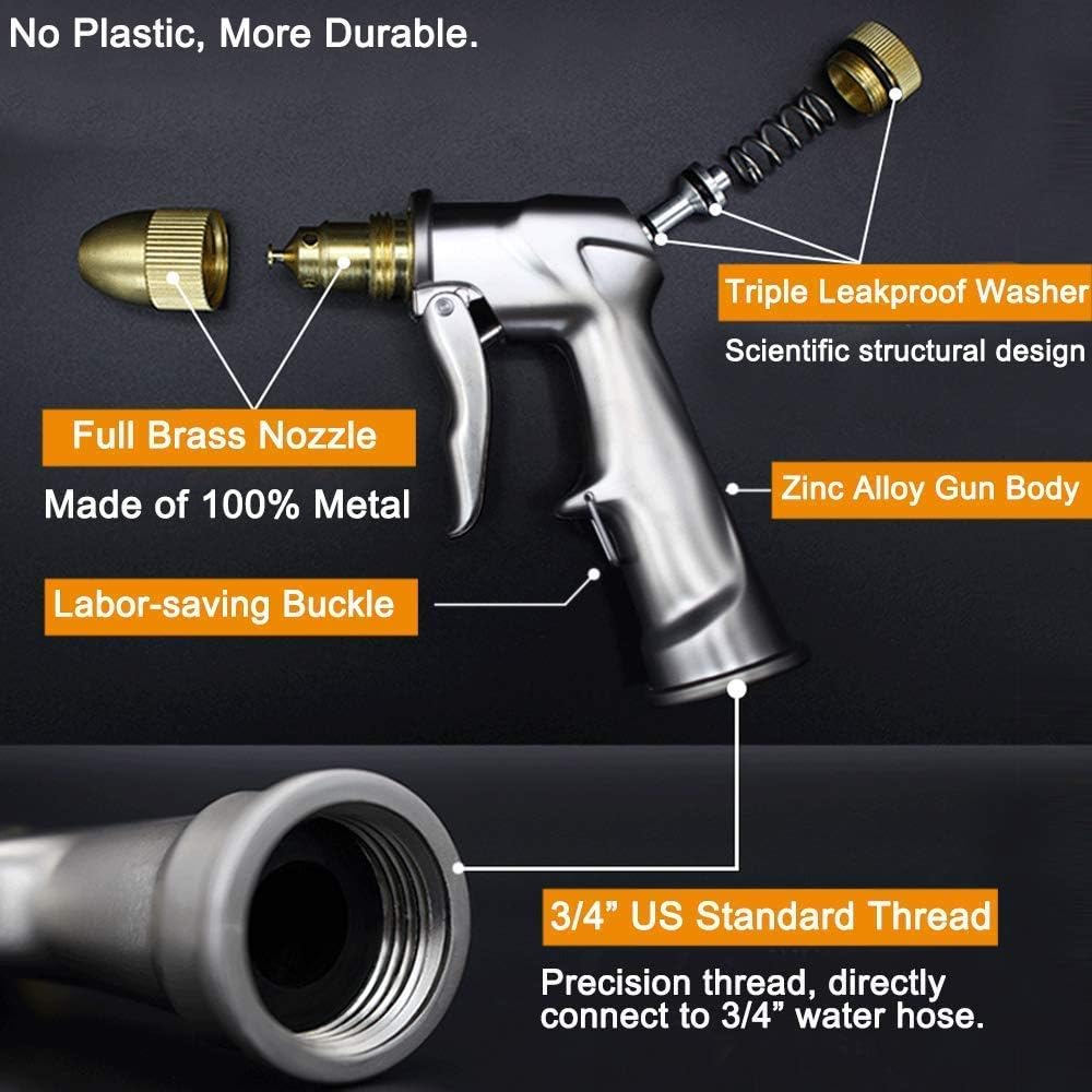 ESOW Garden Hose Nozzle, 100% Heavy Duty Metal Spray Gun with Full Brass Nozzle, 4 Watering Patterns Watering Nozzle- High Pressure Pistol Grip Sprayer for Watering Plants, Car Wash and Showering Dog : Garden & Outdoor