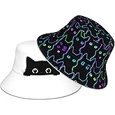 Psychedelic Bucket Hat Fisherman Cap for Women Men, Trippy Art Casual Travel Beach Sun Hats for Summer