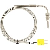 Chazcool K Type Thermocouple, Mini Temperature Detector EGT Sensor | for Exhaust Gas Temp Probe with Exposed Tip and 1/8 NPT Thread Connector