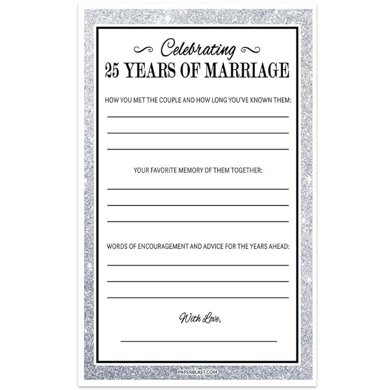 25th Wedding Anniversary Party Game Silver Sparkle Memory