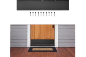 GLOKUUCA 1 Pcs Door Kick Plates - 6 x 30 Inches Kick Plates for Exterior Interior Doors Protection Decor, 1.5mm (1/16 Inch) Thickness Rectangular Aluminum Door Push Plate (Black)