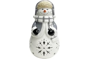 Lihome Snowman Decorations - LED Ceramic Snowman Christmas Decorations for Bedroom Unique Gifts for Mom Grandma