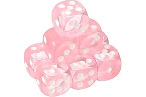 uxcell 10Pcs 6 Sided Acrylic Dice, 16mm/0.63" Rounded Corner Translucent Colored D6 Game Dice for Theme Party Fun Table Board