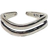 Ch.yishi Handmade Vintage 925 Sterling Silver Wide Band Rings for Women/Men,Adjustable Thumb Finger Ring