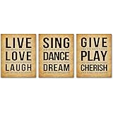 SUMGAR Inspirational Wall Art Bedroom Prints Unframed Motivational Quotes Love Laugh Sing Dance Dream Give Play Cherish Pictu