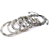 OXUNGALIZ 5Pcs Healing Crystal Bracelet for Women Men, Handmade Adjustable Gemstone Bracelets Beaded Reiki Energ Bracelet Set Jewelry Gifts for Women Men