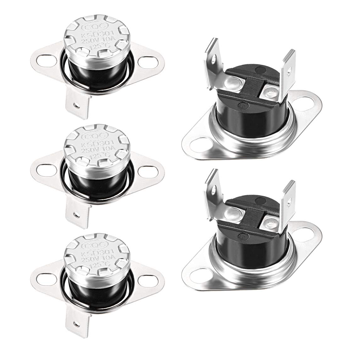 sourcing map KSD301 Thermostat 125°C/257°F 10A N.C Adjust Snap Disc Temperature Switch for Microwave,Oven,Coffee Maker 2pcs,Bakelite Material