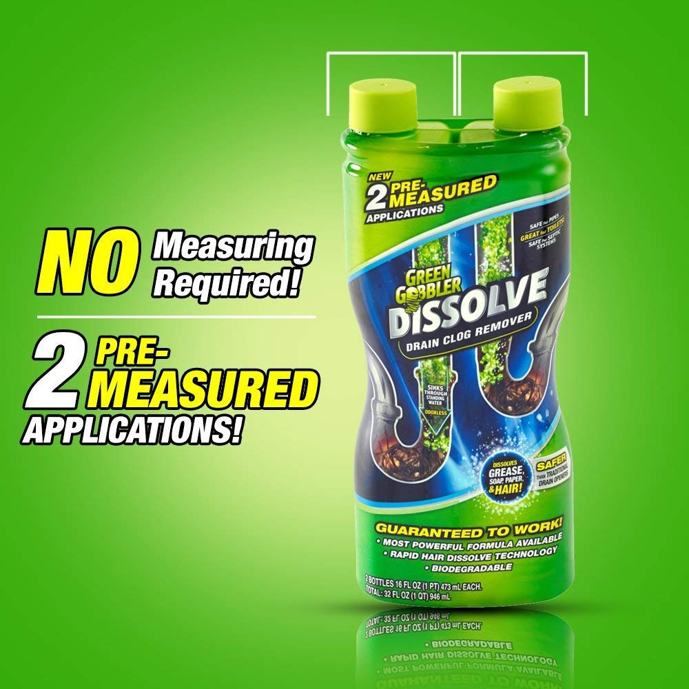 DISSOLVE Liquid Hair & Grease Clog Remover Drain Opener Drain