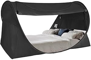 Alvantor Privacy Pop Up Bed Tent for Twin Bed, Easy Setup Blackout and Breathable Mesh Bed Canopy Lightweight Portable Sleep Pod with Carry Bag Dream Tent for Indoor Outdoor Use- Twin/Black