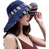 Women Wide Brim Sun Hats Metal Wired Edge Summer UV Protection Beach Fishing Hat for Hiking Garden Travel Chin Strap