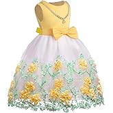 NSSMWTTC 2-9T Flower Girls Wedding Embroidery Dresses Toddler Christmas Easter Pgeant Dress with Necklace