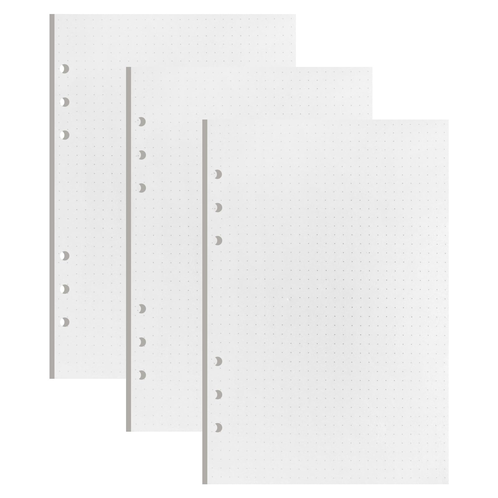 ABCDPP 3 Pack A5 Refills Paper, 135 Sheets/270 Pages A5 Insert Thick Refillable Paper, A5 Notebook Refill, 6 Hole Loose Leaf Punched Paper Refill Pad for Planner and Note Taking (A5-Dotted)