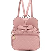 KL928 Girls Mini Backpack Bowknot Polka Dot Cute Small Daypacks Convertible Shoulder Bag Purse for Women