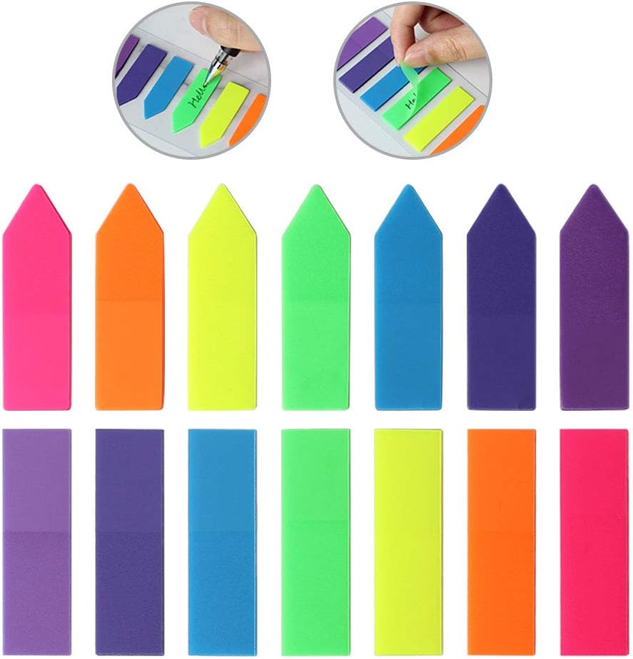 Sticky Notes Set Fluorescence Memo Pad 7 Colors Novelty Flag Sticky Note Arrows Square Page Markers Pastel 55x125mm