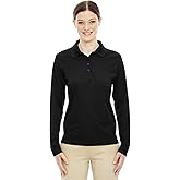 Ash City - Core 365 Ladies' Pinnacle Performance Long-Sleeve Piqué Polo XS BLACK