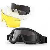 T TOVIA Tactical Glasses for Men - Tactical Sunglasses with 3 Interchangeable Lenses, Anti-Fog Military Glasses, Ballistic Safety Glasses for Range Shooting, Outdoor Sports & Activities