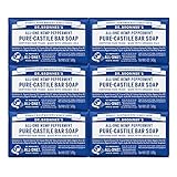 Dr. Bronner's Pure-Castile Soap, Peppermint, 5-Ounce Bars (Pack of 6)