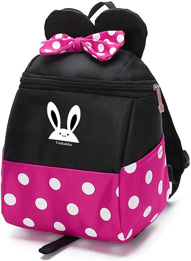 Cute Toddler Little Girls Pink Backpack with Harness Leash Small Minnie Mouse Baby Backpacks for Kids schoolbag, 11.5"x 8"x 5"