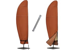 NettyPro Patio Umbrella Cover Outdoor Waterproof Cantilever Parasol Banana Umbrella Cover Fits 12ft to 14ft, Brown
