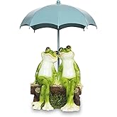 Jy.Cozy Frog Statue Garden - Resin Happy Couple Frogs on Bench Figurines - Summer Decorations for Patio, Yard, Lawn, Porch - Cute Garden Frog Decor - Ornament Gift