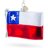Waving Flag of Chile Blown Glass Christmas Ornament