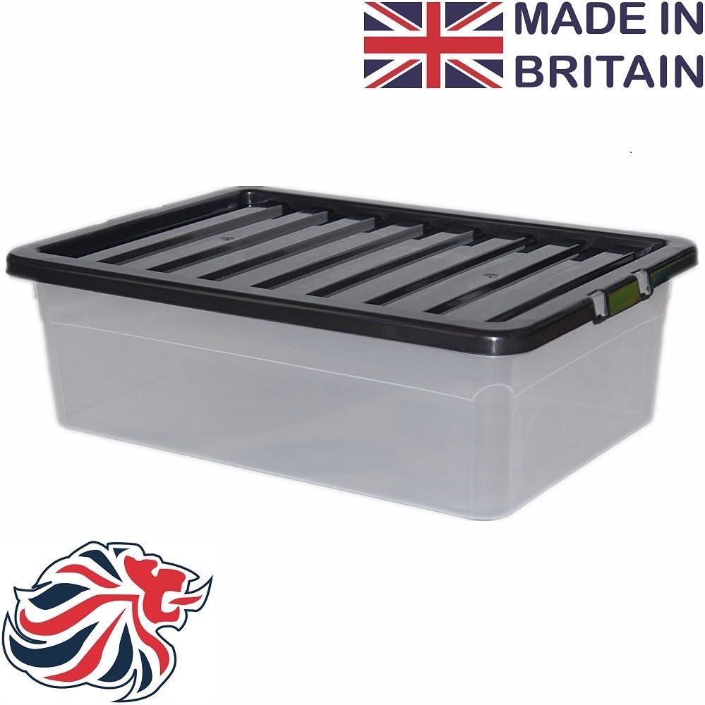 CrazyGadget® 32L 32 Litre Large Underbed Plastic Storage Clear Box