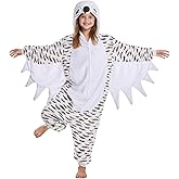 Kgromfy Unisex Owl Costume for Kids Halloween Outfit Teens Novelty Animal Cosplay Jumpsuit Comfy Flannel Homewear