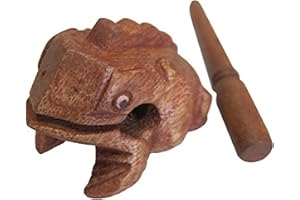 Deluxe Small 2" Wood Frog Guiro Rasp - Percussion Musical Instrument Tone Block - Wooden Instrument with Stick, Noise Maker by World Percussion USA